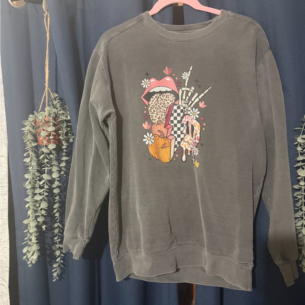 Comfort Colors Gray Women's Sweater with Graphic Design